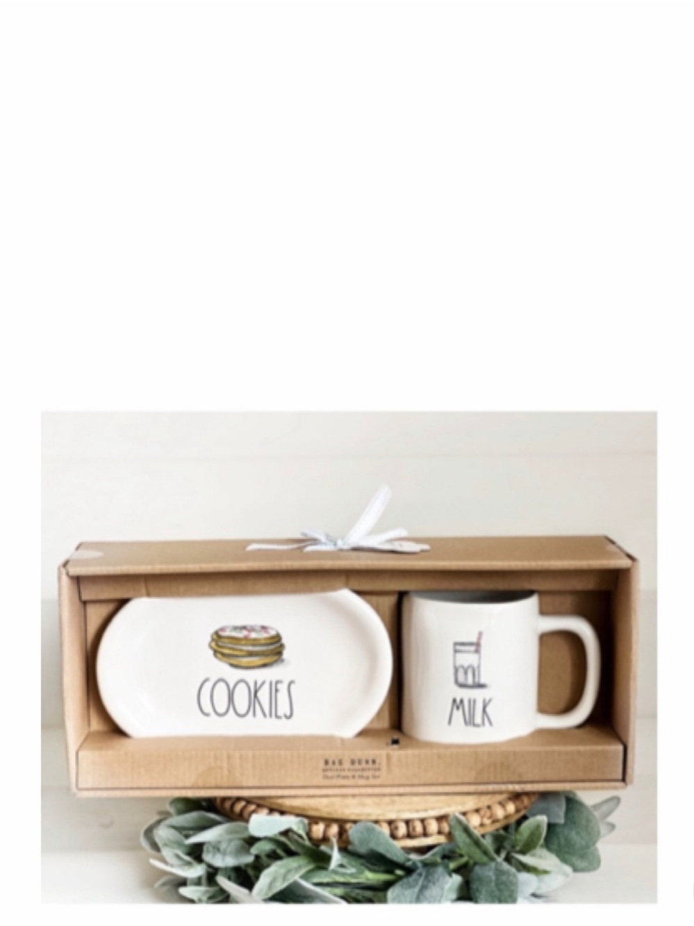 NEW Rae Dunn Milk & Cookies for Santa Ceramic Gift Set Christmas Holiday Decor